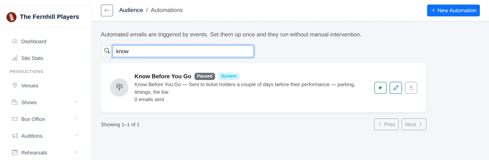 The Know Before You Go automation. It starts paused until you switch it on.