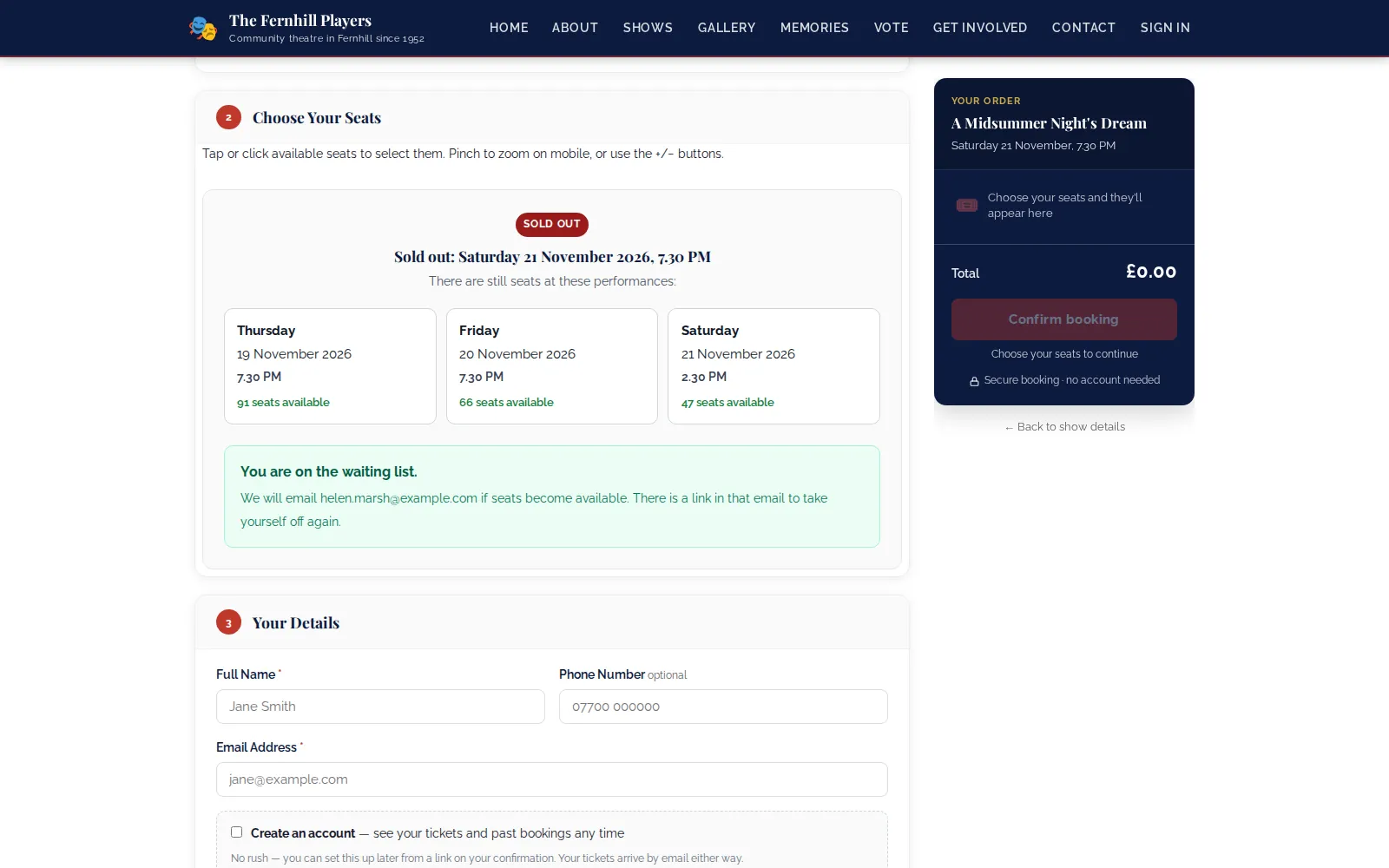 The confirmation shown after joining the waiting list.