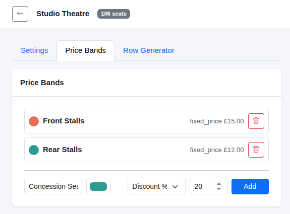 Two price bands added, with a third being set up.