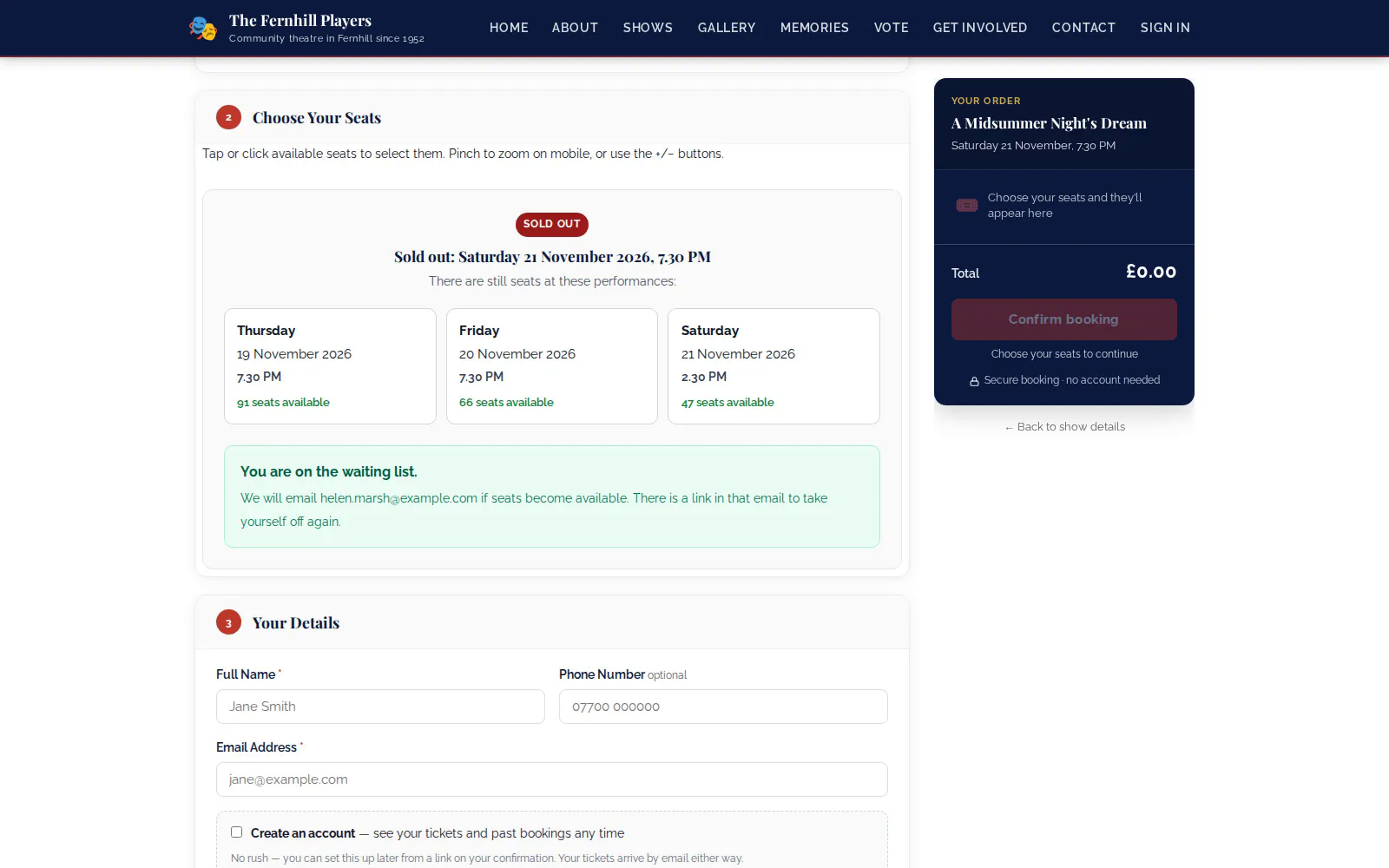 The confirmation shown after joining the waiting list.