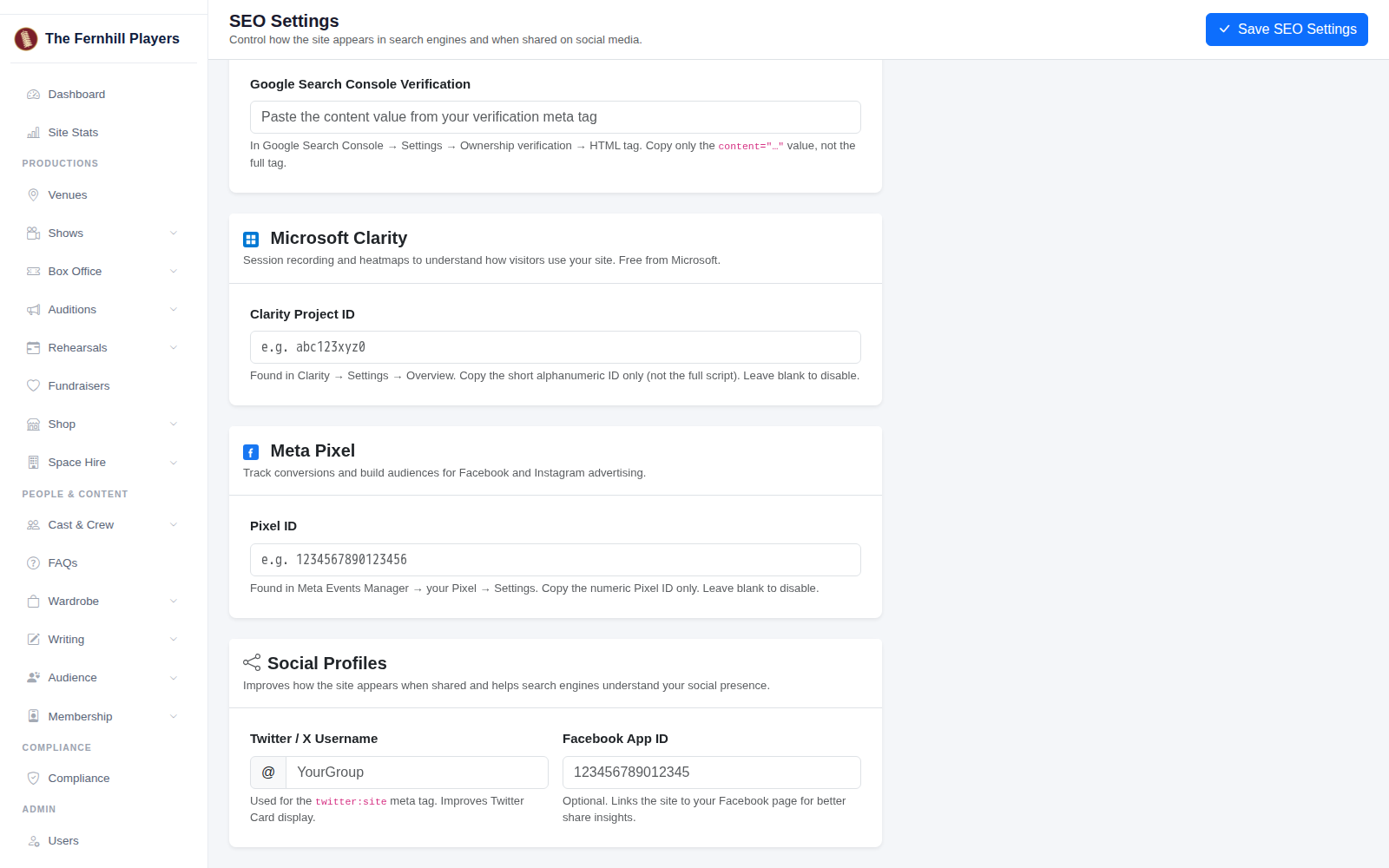 Clarity, the Meta Pixel and your social profiles.