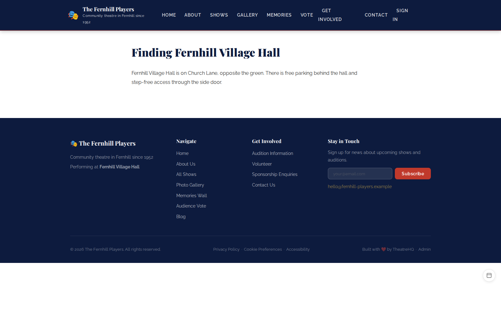 The new page on the society's website.