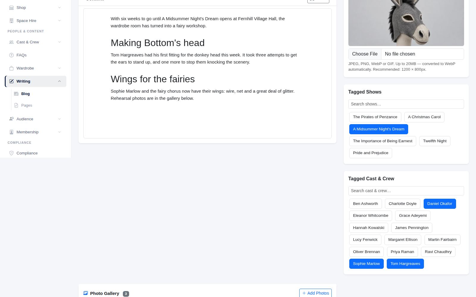Tagging the shows and cast and crew a post is about.