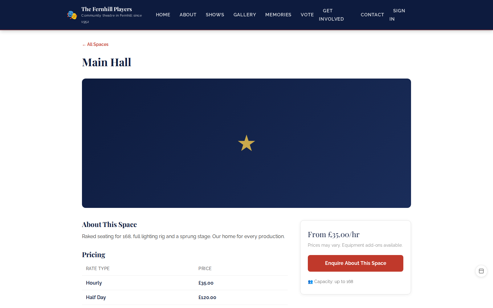 A room's page on your website, with prices, availability and the enquiry button.