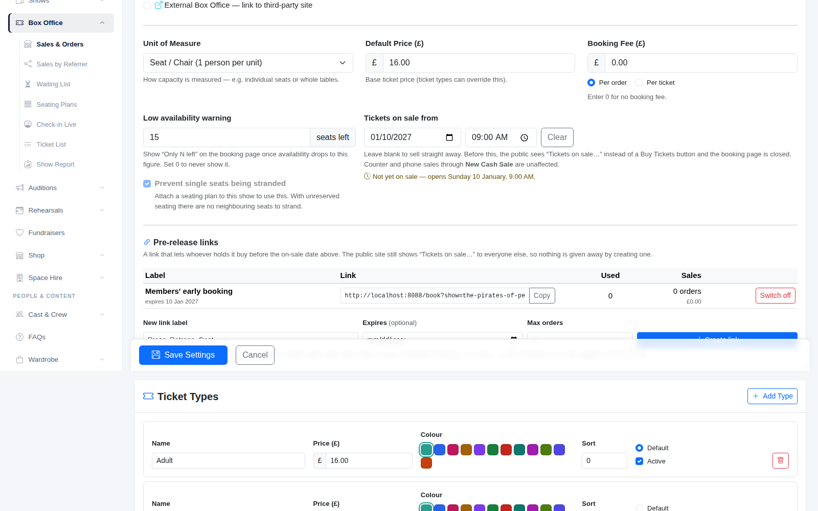 The on-sale date and time, and the pre-release links underneath.