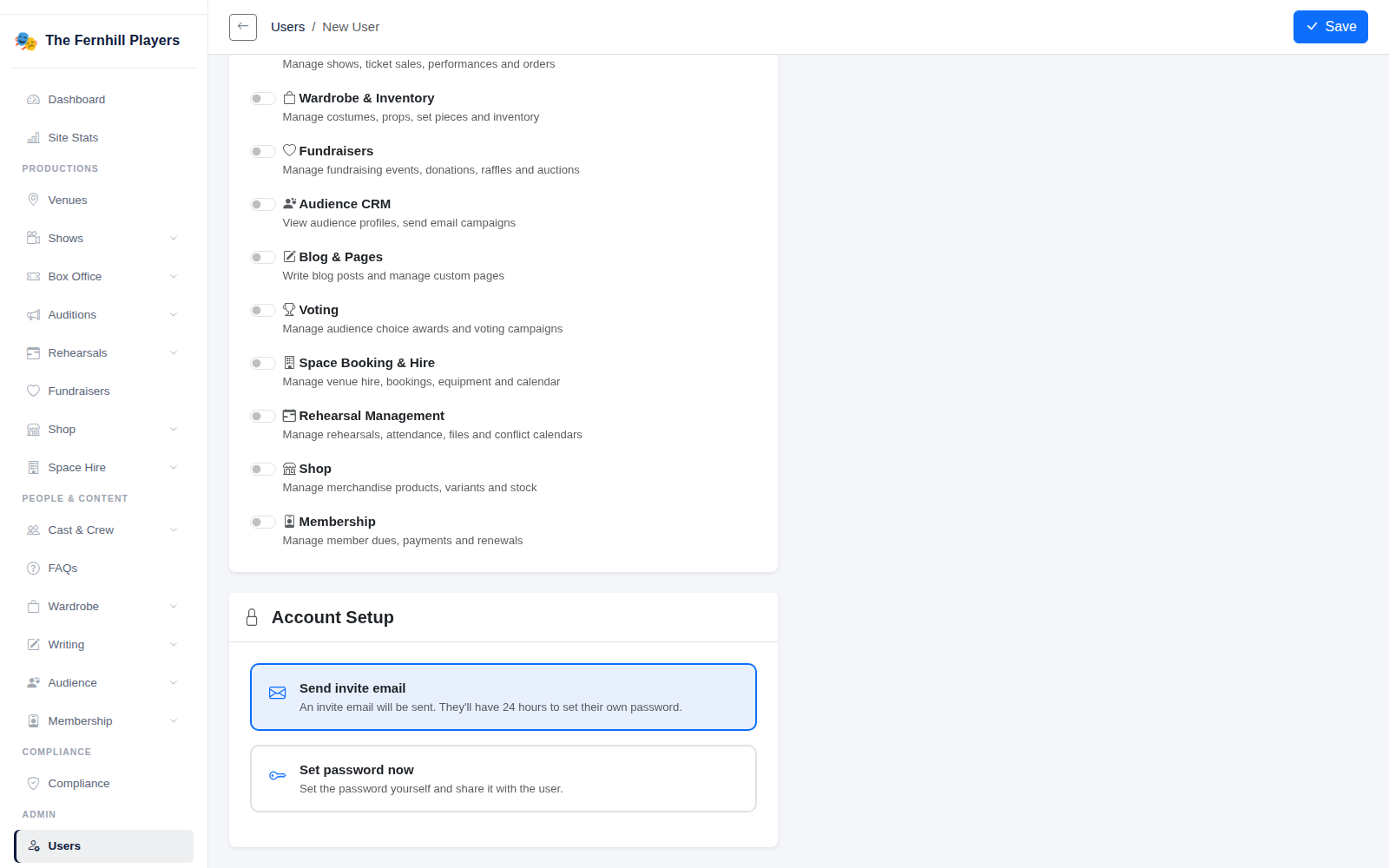 Module Access on a user account: the modules an editor or approver can open.